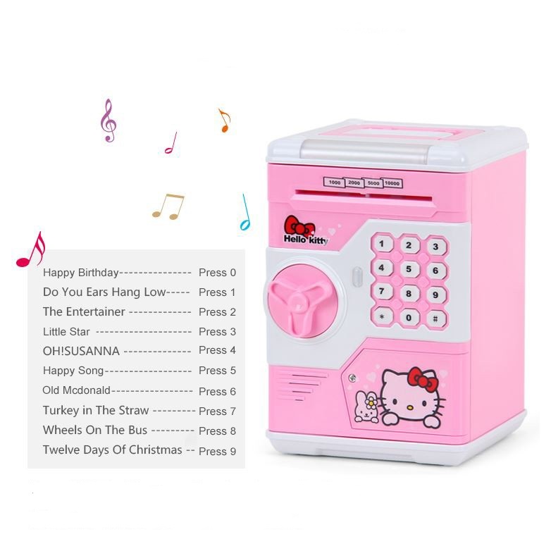 ET 815 Cute Kids Money Coin Bank Password Hello Kitty